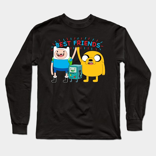 Finn Jake BMO Best Friends Long Sleeve T-Shirt by Plushism